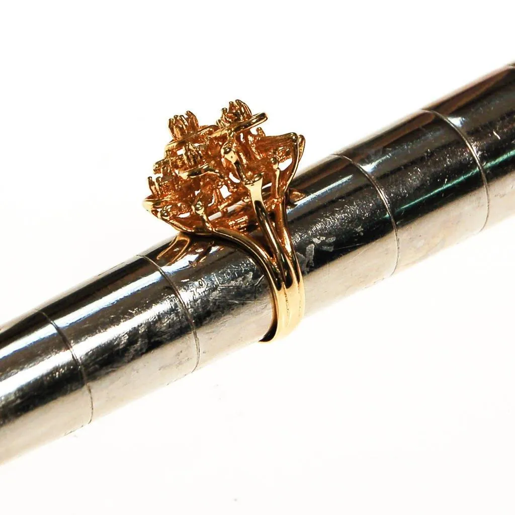Gold Diamante Cluster Statement Ring, Gold Plated