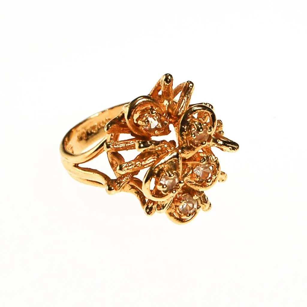 Gold Diamante Cluster Statement Ring, Gold Plated