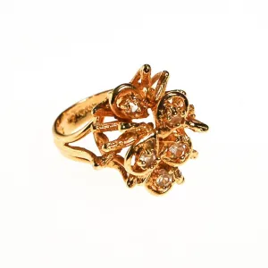 Gold Diamante Cluster Statement Ring, Gold Plated