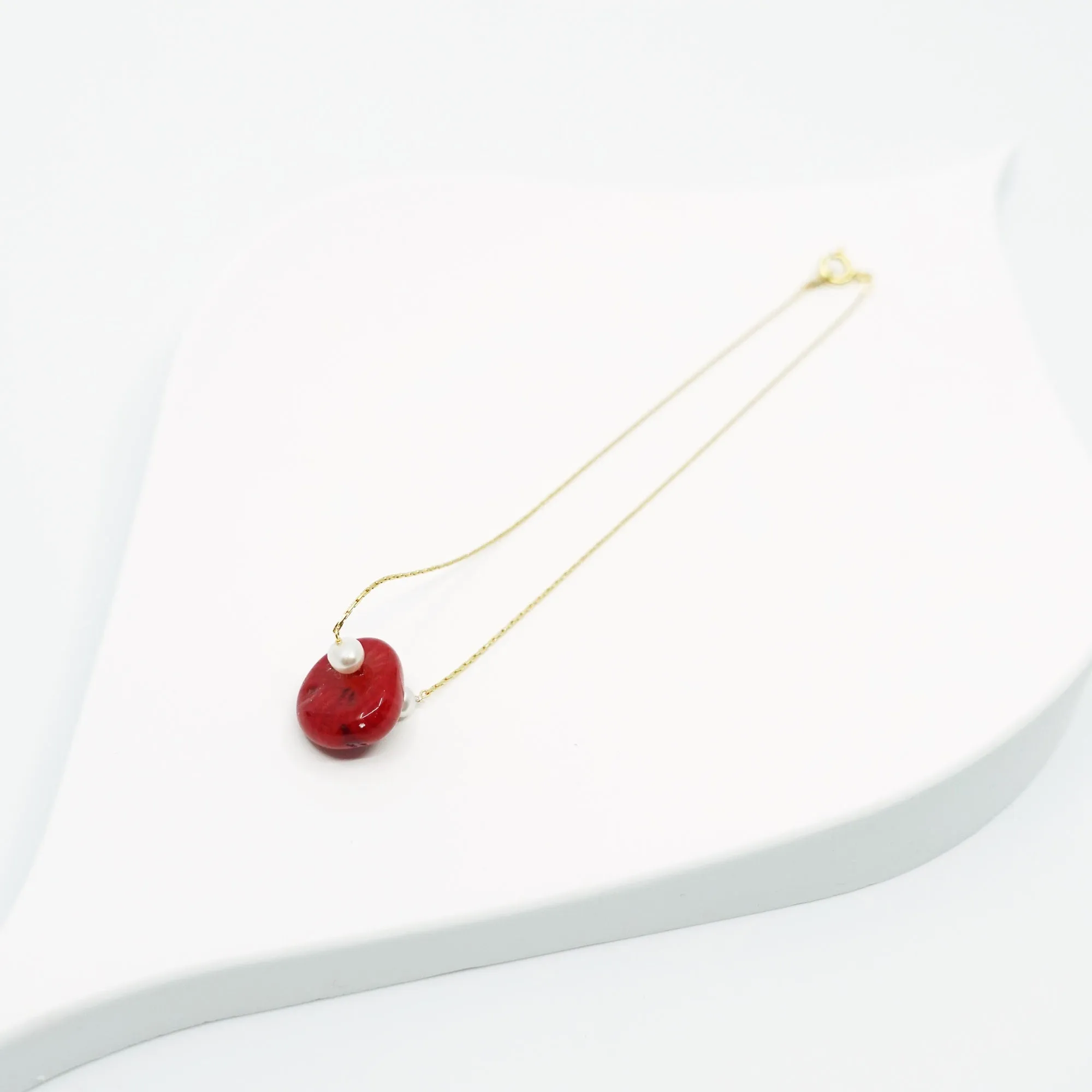 Gold Filled Red Coral Anklet