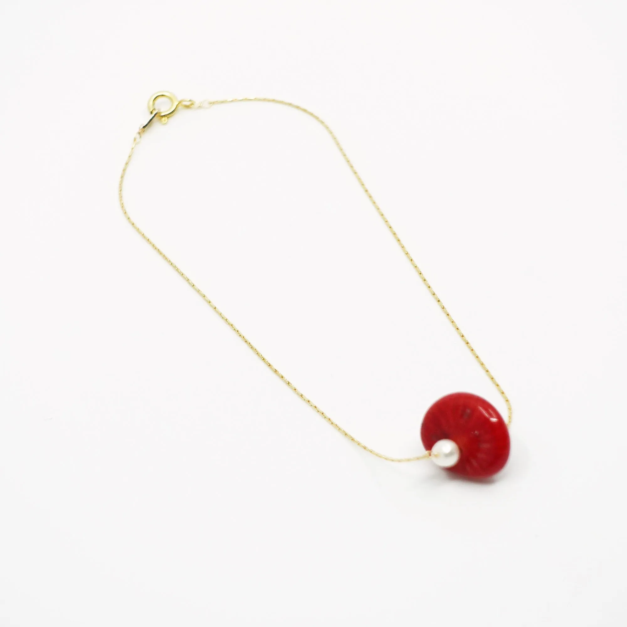 Gold Filled Red Coral Anklet