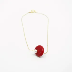Gold Filled Red Coral Anklet