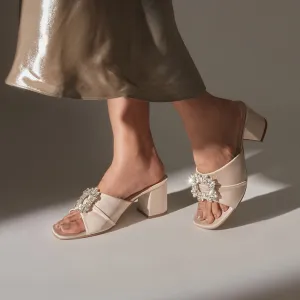 Golden Satin Buckled Heel