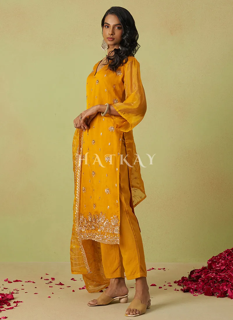 Golden Yellow Embroidery Salwar Suit