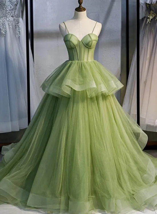 Gorgeous Light Green Sweetheart Tulle Formal Dress, Sweet 16 Gown Quinceanera Dress
