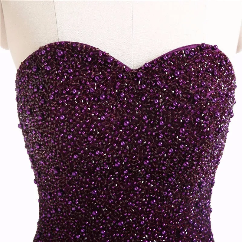 Gorgeous Purple Beaded Tulle Ball Gown Sweet 16 Dress, Purple Quinceanera Dress