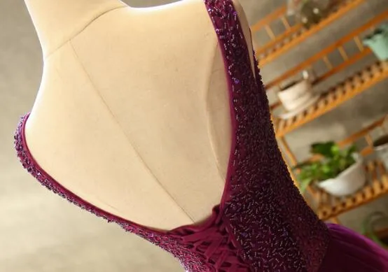 Gorgeous Purple Beaded V-neckline Party Gown, Sweet 16 Dresses