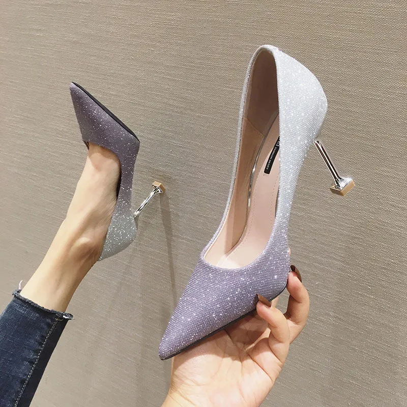 Gradient Pointed French Stiletto High Heels