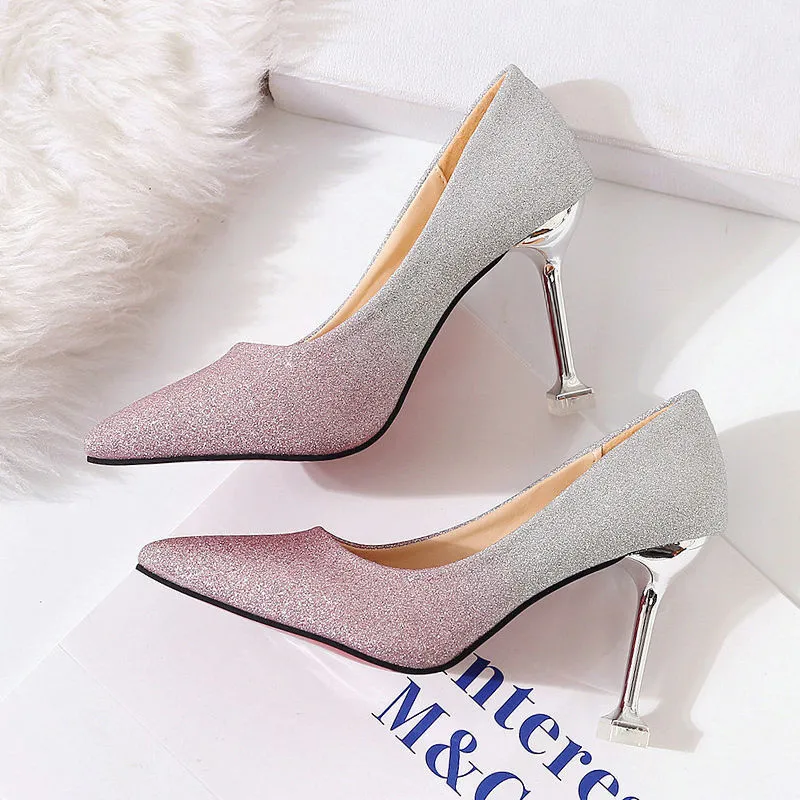 Gradient Pointed French Stiletto High Heels