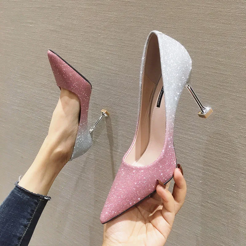 Gradient Pointed French Stiletto High Heels