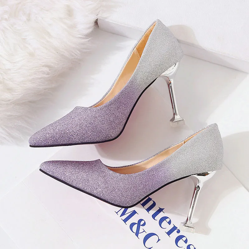 Gradient Pointed French Stiletto High Heels