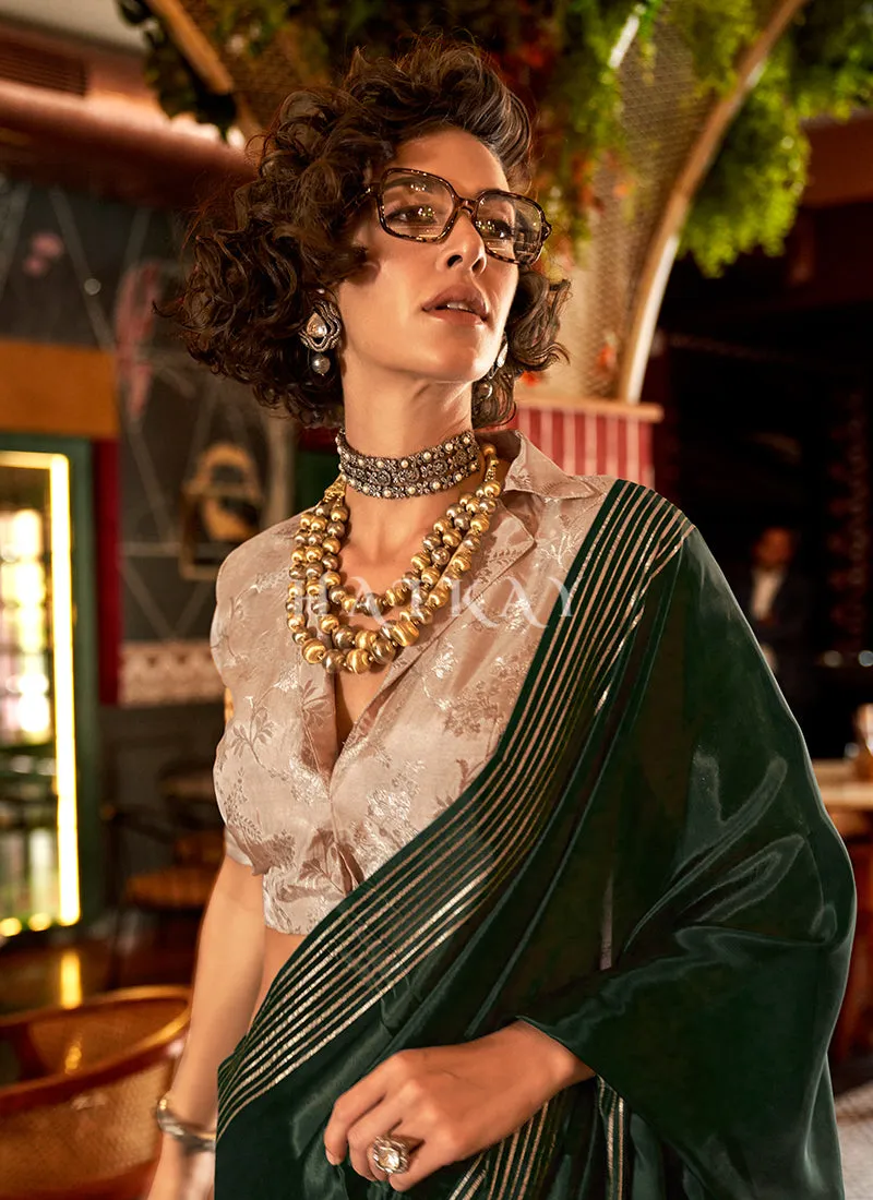 Green And Beige Silk Saree