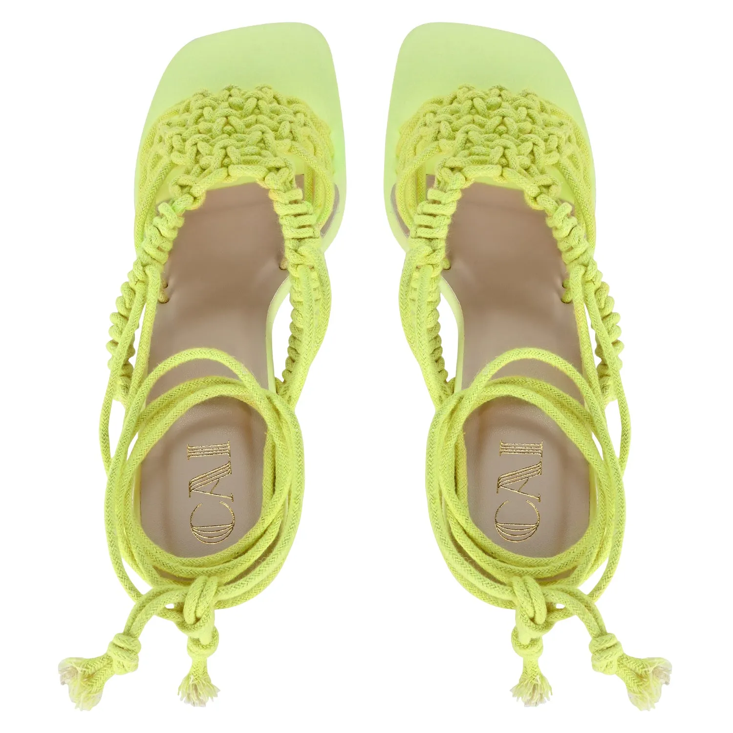 Green Knotted Tie-Up Heels