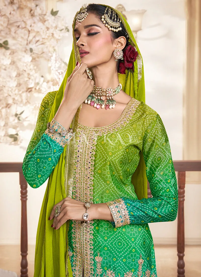 Green Ombré Palazzo Suit