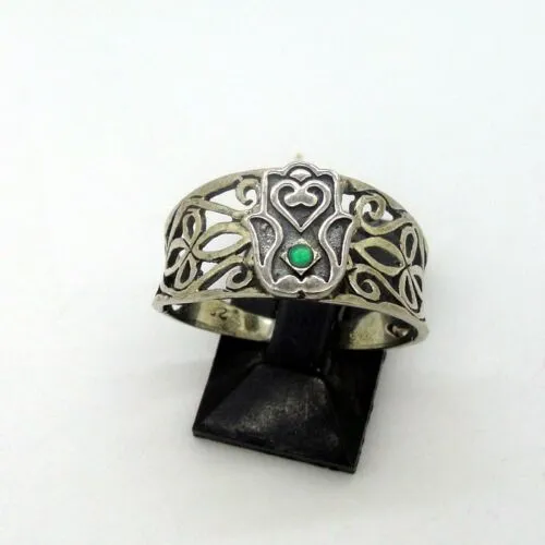 Hadar Designers Blue Opal Hamsa filigree 925 Silver Ring sz 7.5 Handmade ( )LAST