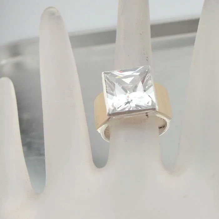Hadar Designers Handmade 9k yellow Gold 925 Silver Zircon Ring 6,7,8,9 (I r351