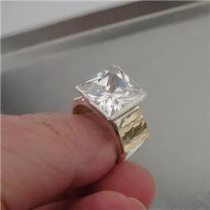 Hadar Designers Handmade 9k yellow Gold 925 Silver Zircon Ring 6,7,8,9 (I r351