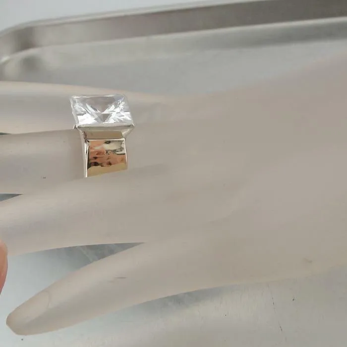 Hadar Designers Handmade 9k yellow Gold 925 Silver Zircon Ring 6,7,8,9 (I r351