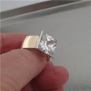 Hadar Designers Handmade 9k yellow Gold 925 Silver Zircon Ring 6,7,8,9 (I r351