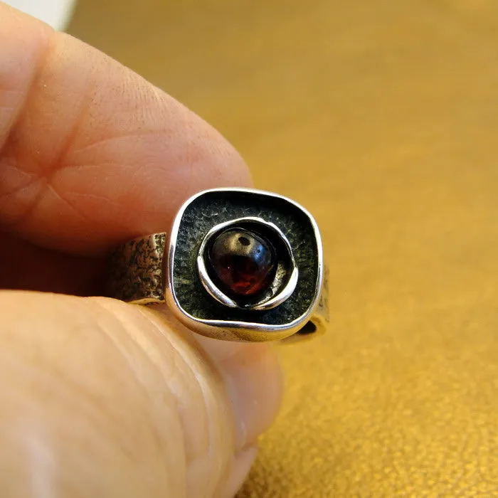 Hadar Designers Red Garnet Ring size 6.5, 7 Sterling 925 Silver Handmade () LAST