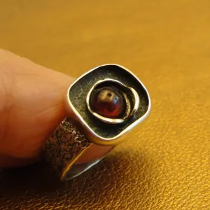 Hadar Designers Red Garnet Ring size 6.5, 7 Sterling 925 Silver Handmade () LAST