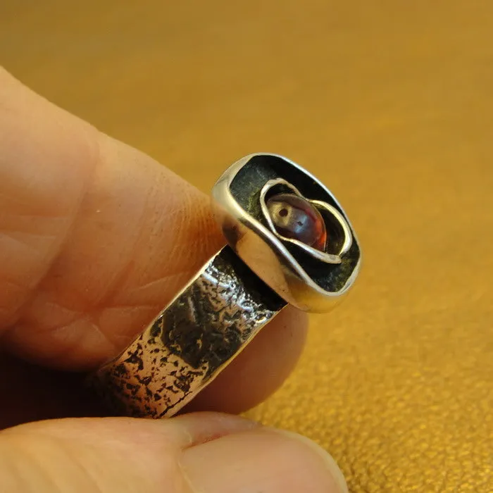 Hadar Designers Red Garnet Ring size 6.5, 7 Sterling 925 Silver Handmade () LAST