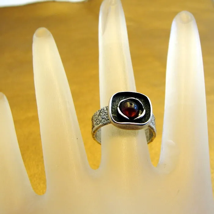 Hadar Designers Red Garnet Ring size 6.5, 7 Sterling 925 Silver Handmade () LAST