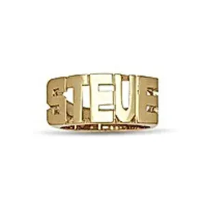 Half Round Band Block Name Ring - 10mm