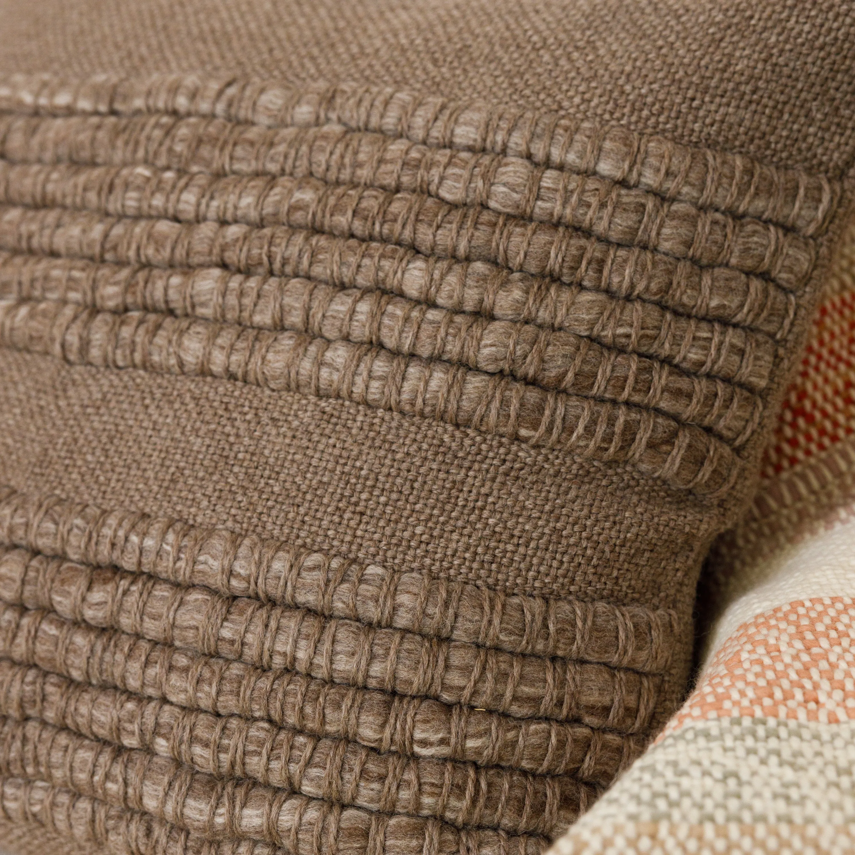 Handwoven Merino Wool Cushion Cover with Textured Front
