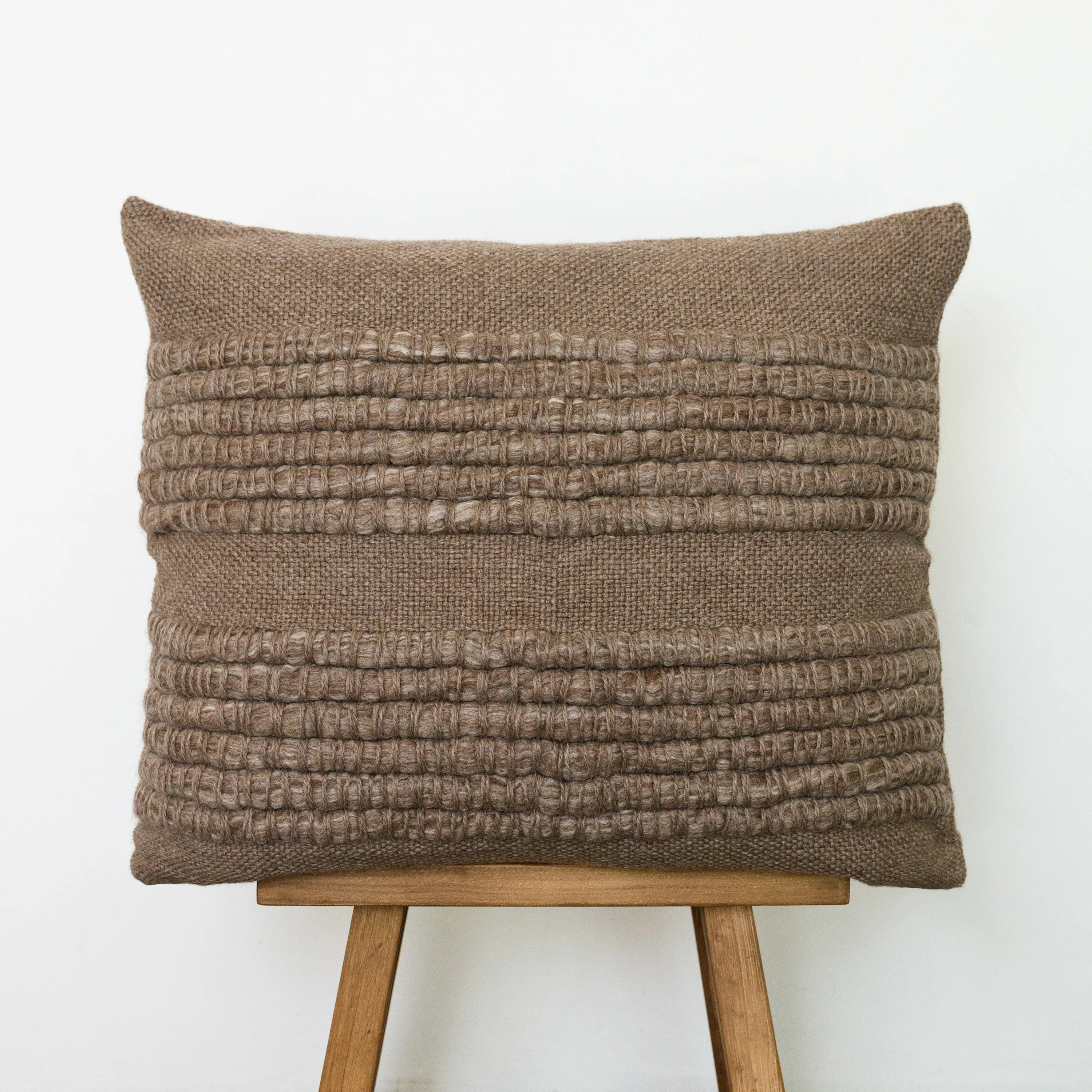 Handwoven Merino Wool Cushion Cover with Textured Front