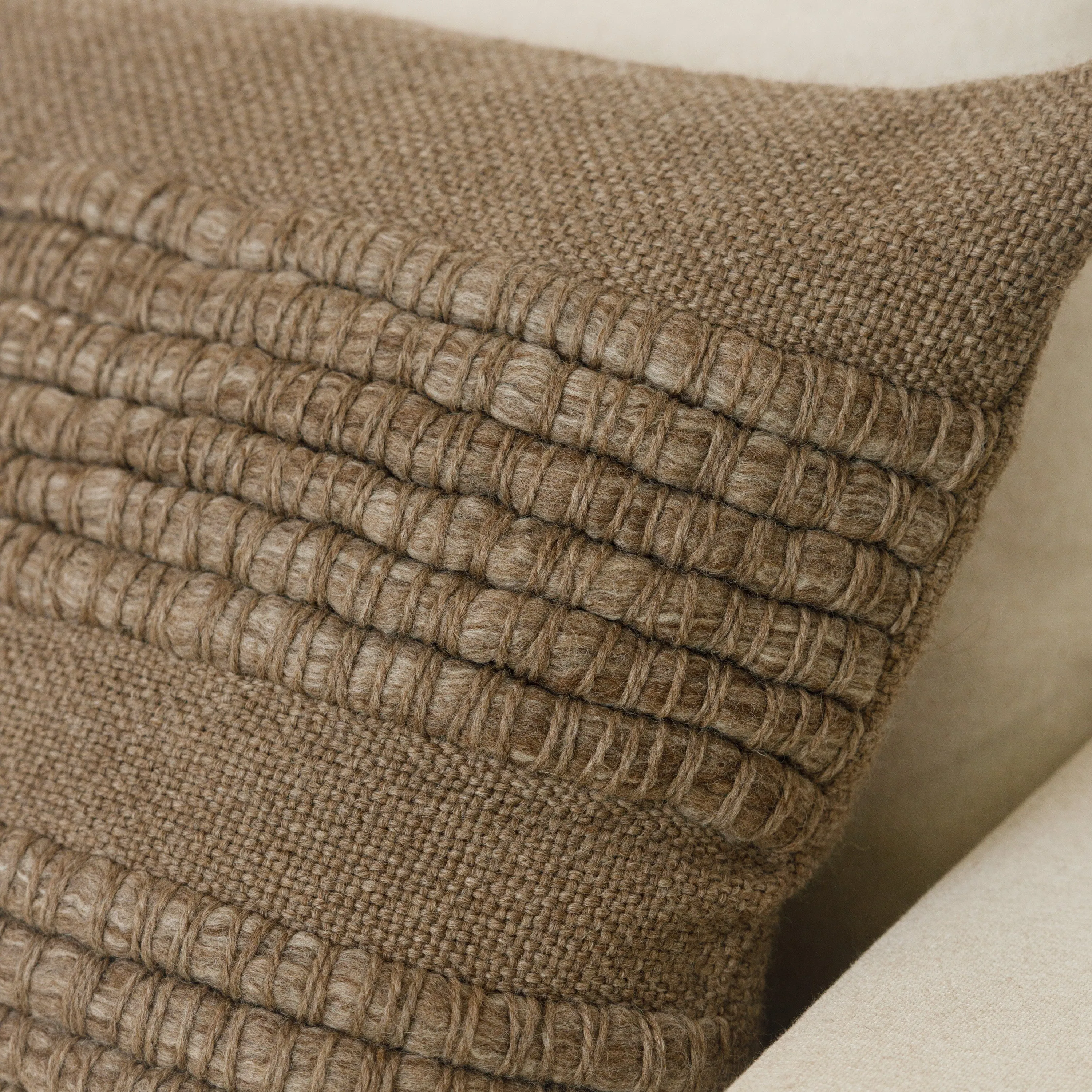 Handwoven Merino Wool Cushion Cover with Textured Front