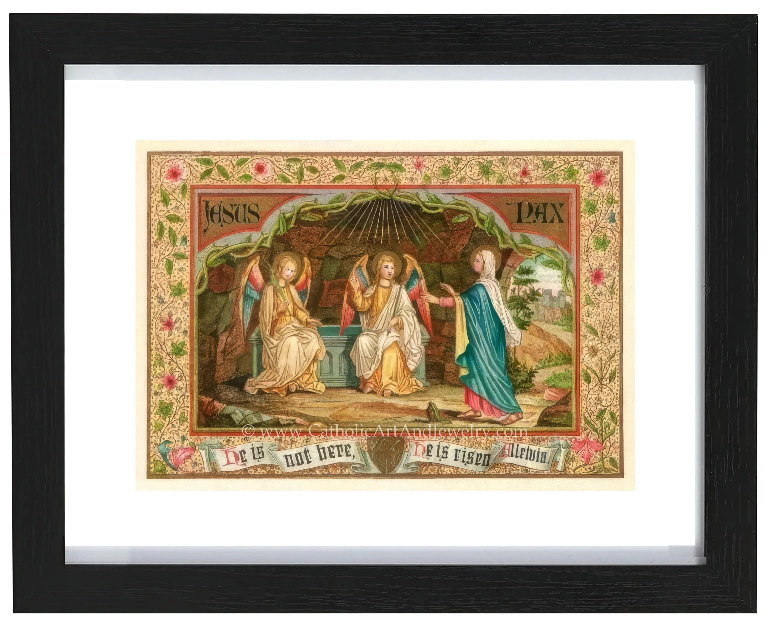 He Is Risen! Alleluia! – based on a Vintage Holy Card – Catholic Art Print – Archival Quality