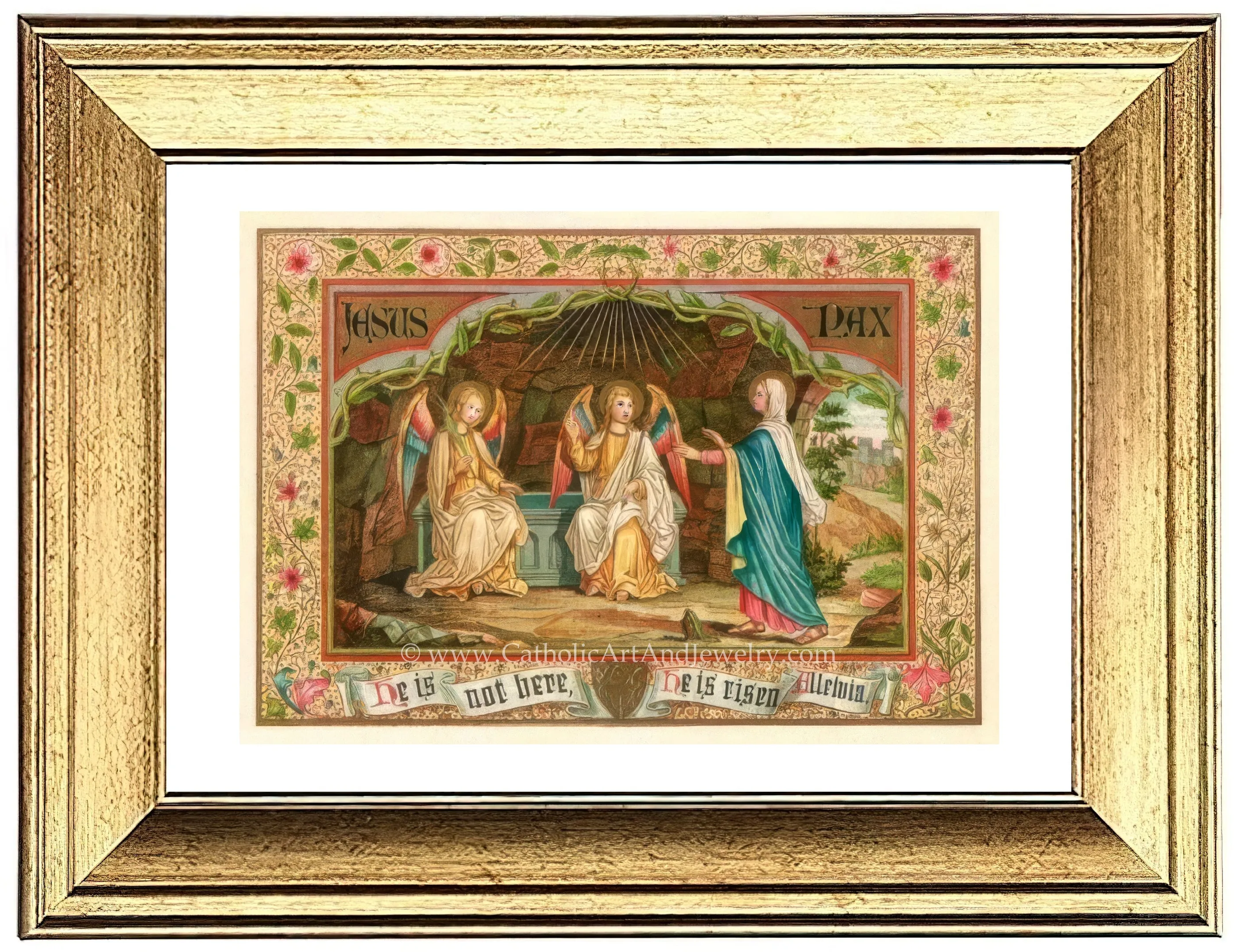 He Is Risen! Alleluia! – based on a Vintage Holy Card – Catholic Art Print – Archival Quality