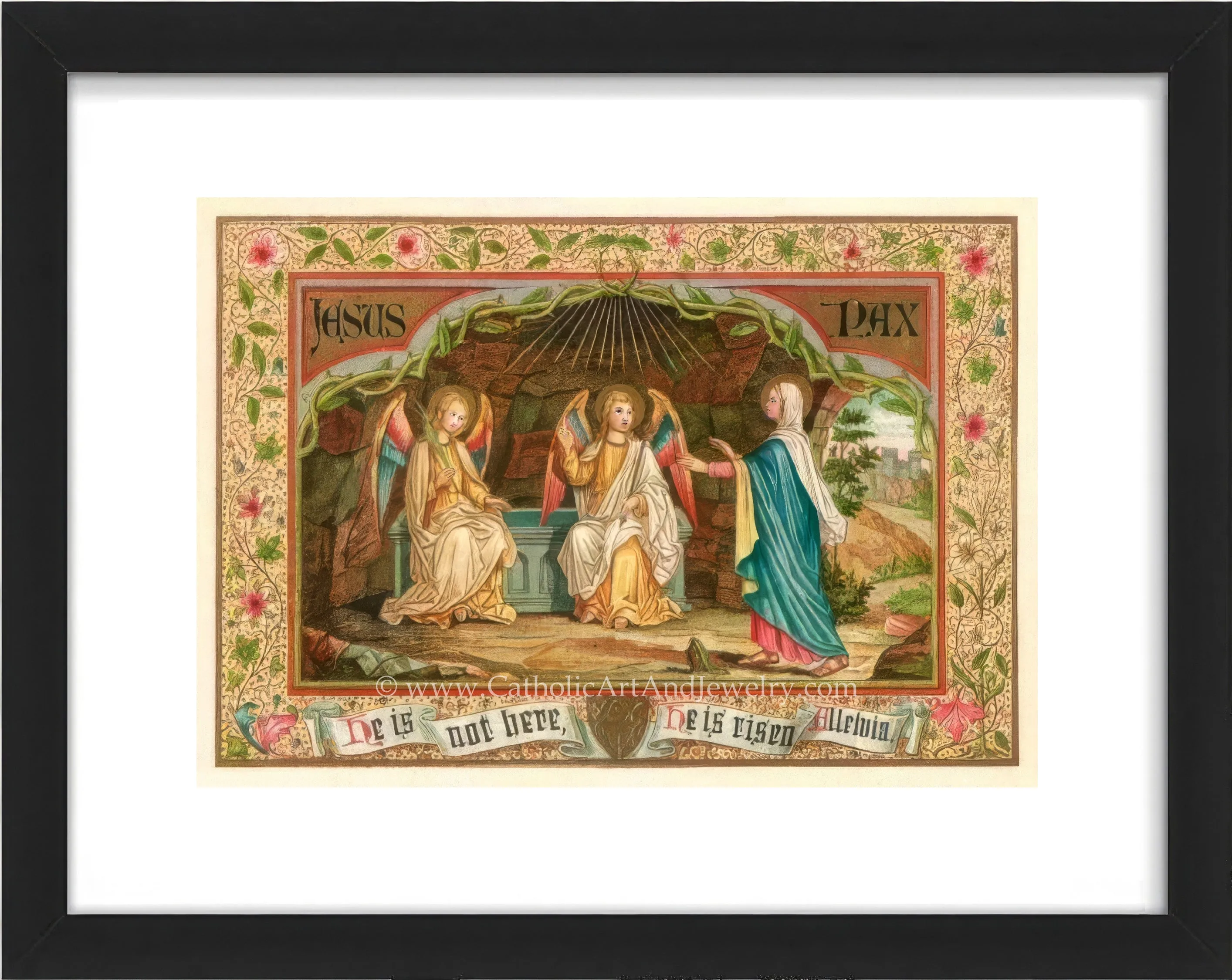 He Is Risen! Alleluia! – based on a Vintage Holy Card – Catholic Art Print – Archival Quality