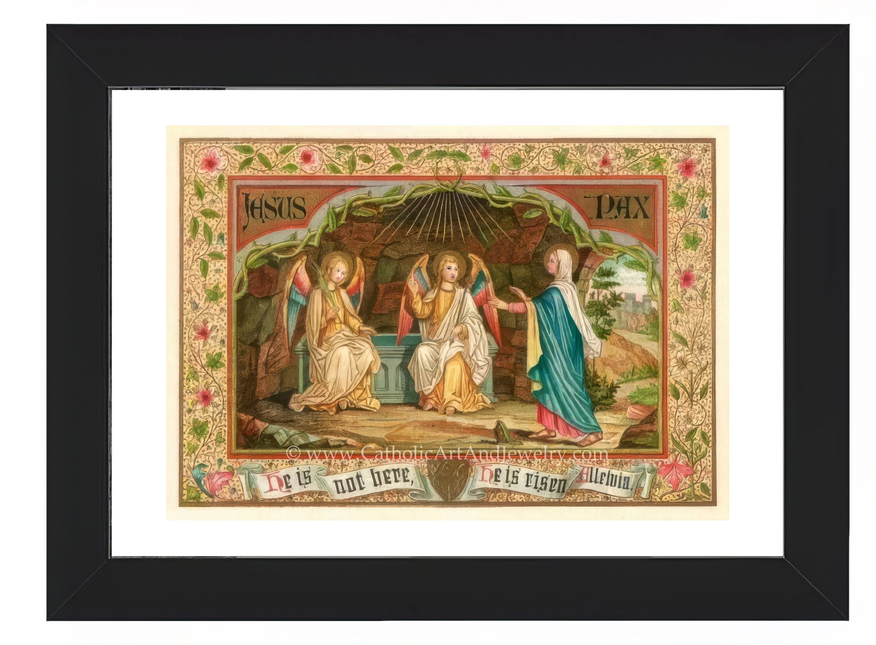 He Is Risen! Alleluia! – based on a Vintage Holy Card – Catholic Art Print – Archival Quality