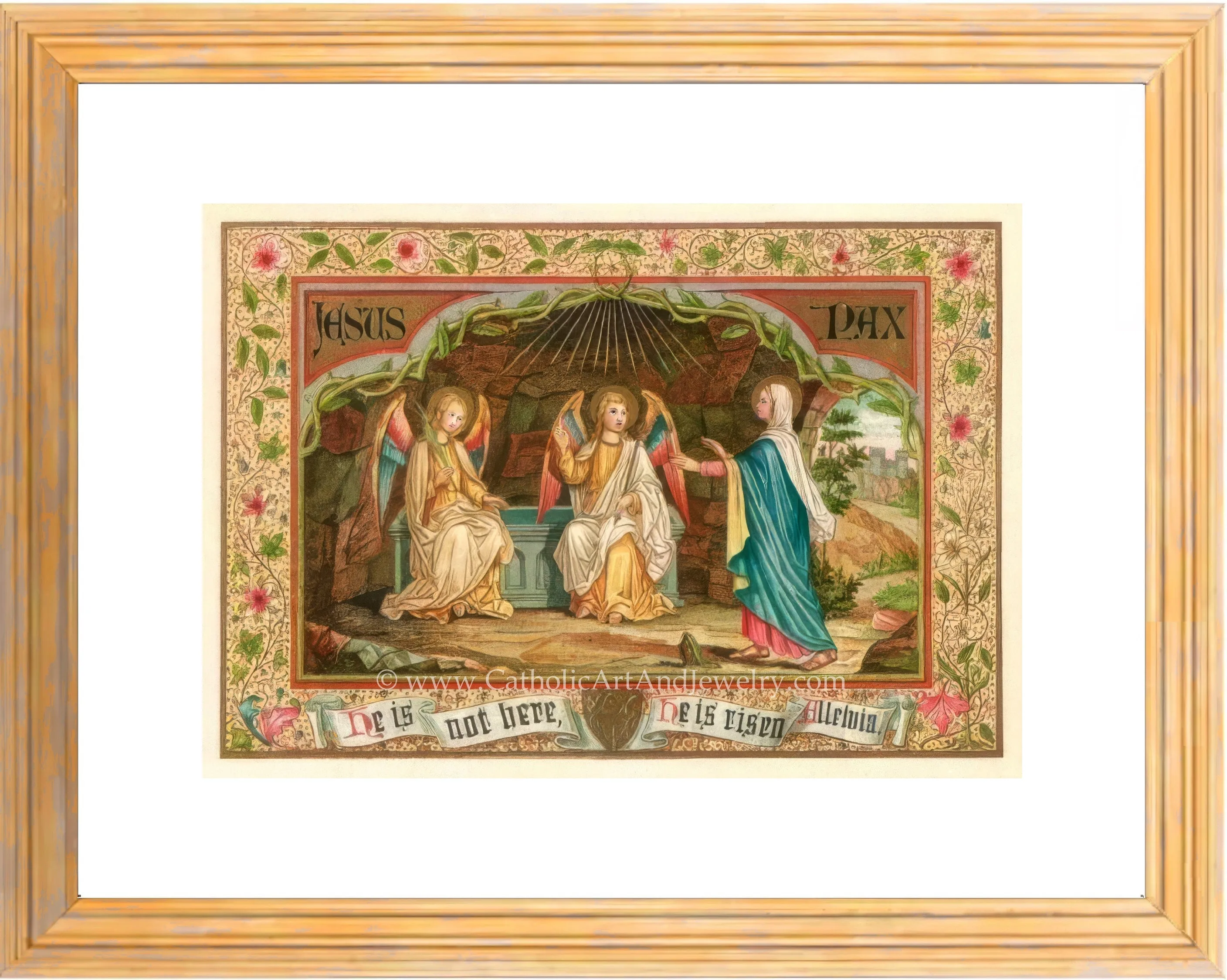 He Is Risen! Alleluia! – based on a Vintage Holy Card – Catholic Art Print – Archival Quality