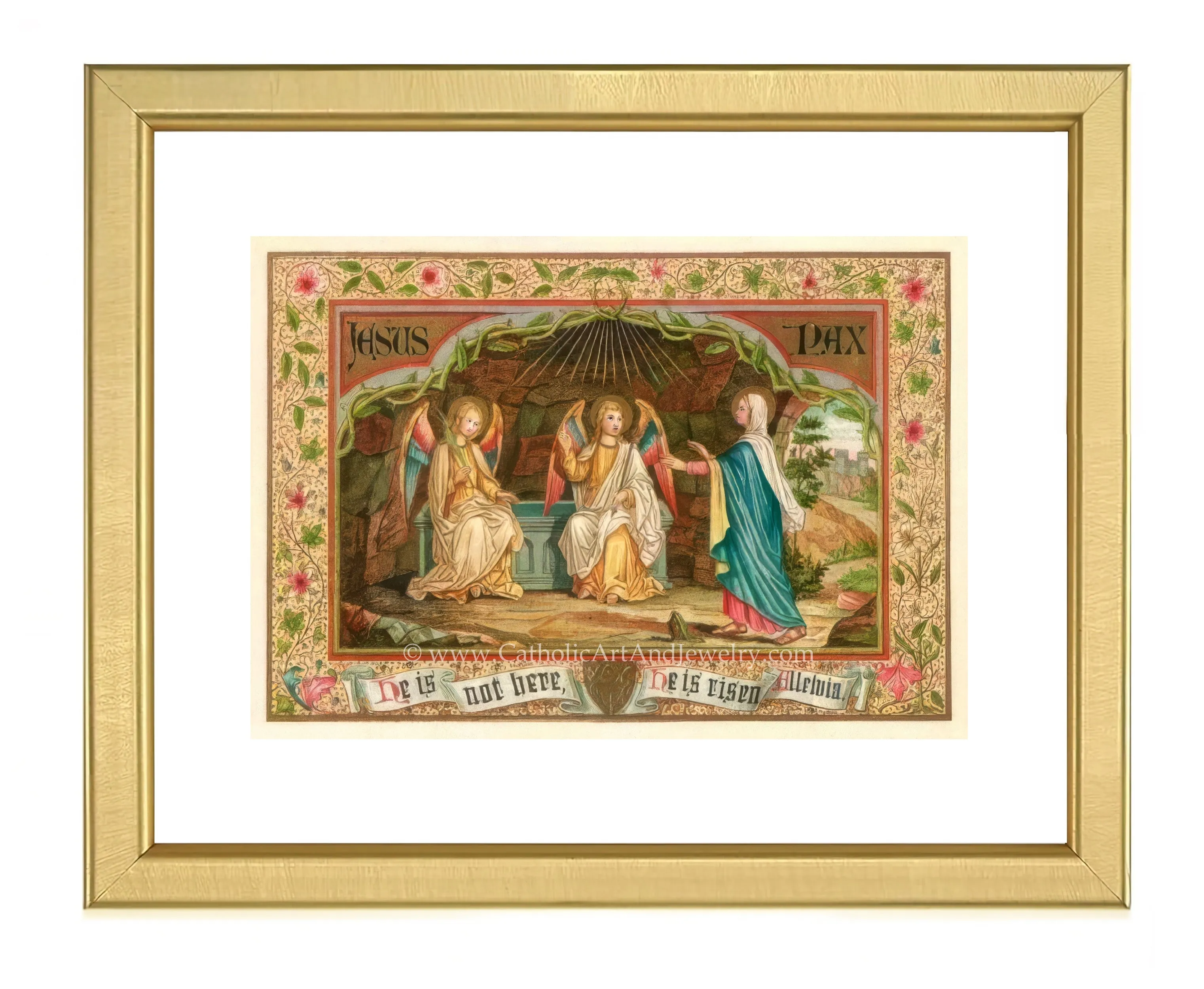 He Is Risen! Alleluia! – based on a Vintage Holy Card – Catholic Art Print – Archival Quality