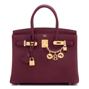 Hermes Bordeaux 30cm Birkin Togo Gold Hardware