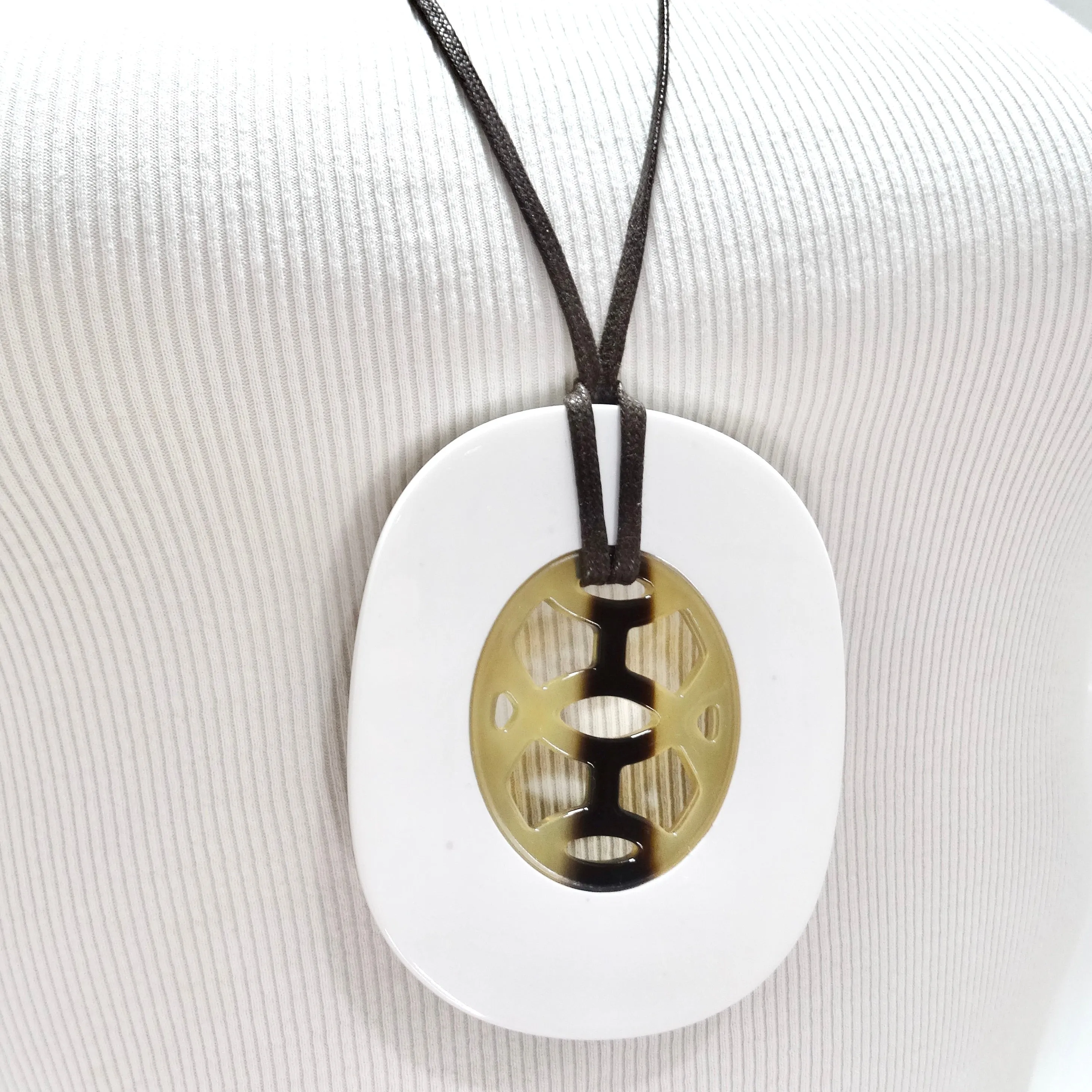 Hermes Buffalo Horn Lacquer Lift Necklace