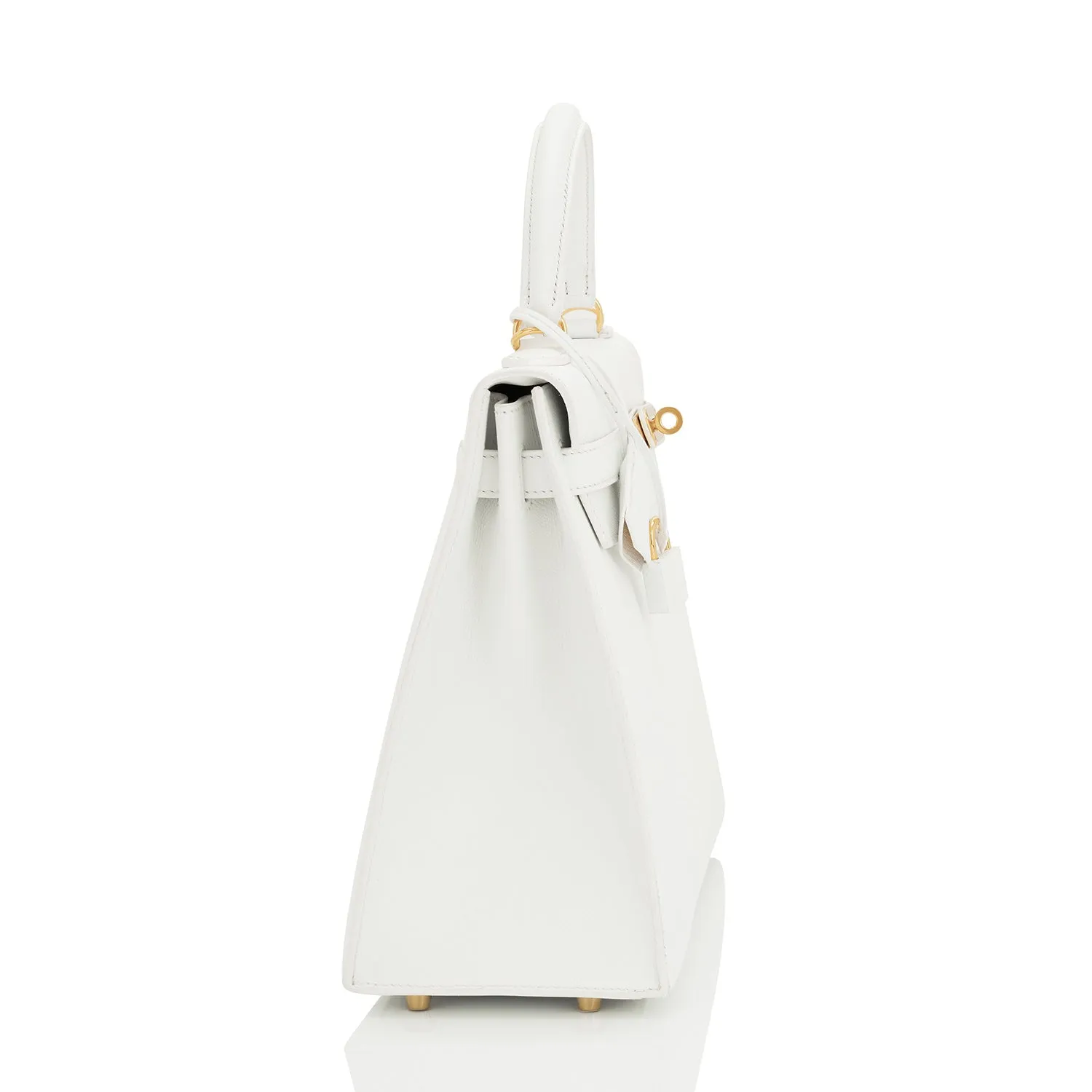 Hermes White Kelly 32cm Sellier Gold Hardware