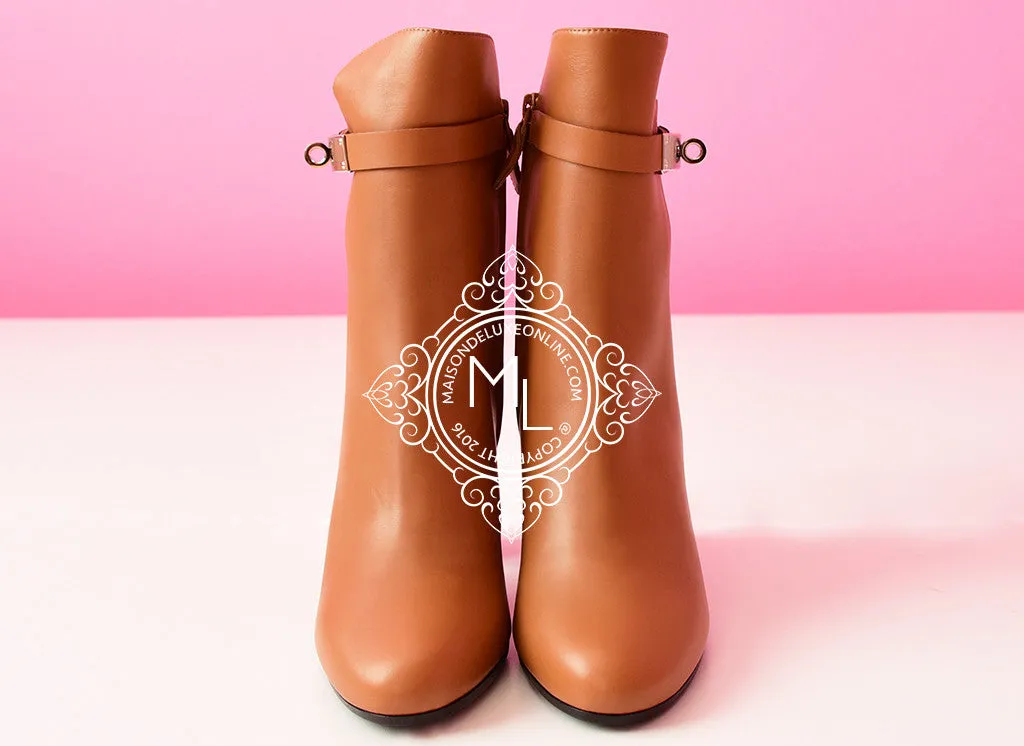 Hermes Womens Camel Joueuse Kelly Boots 37 Shoes