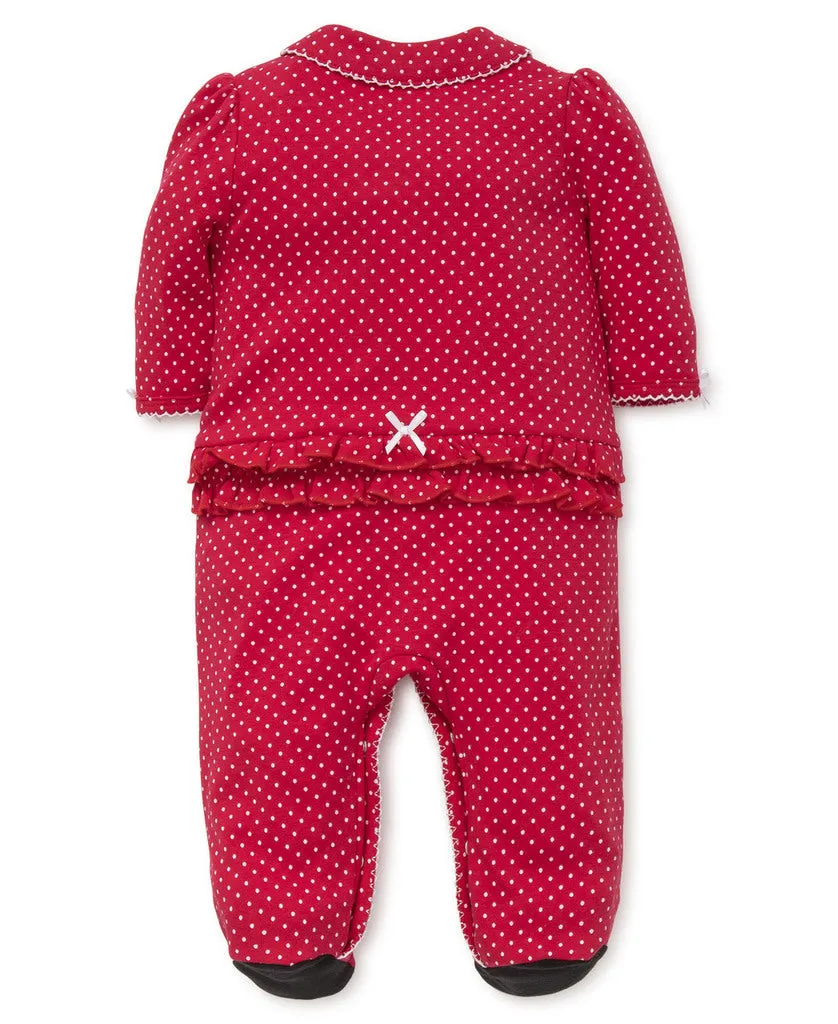 Holiday Bear Footie Girls Polka Dot