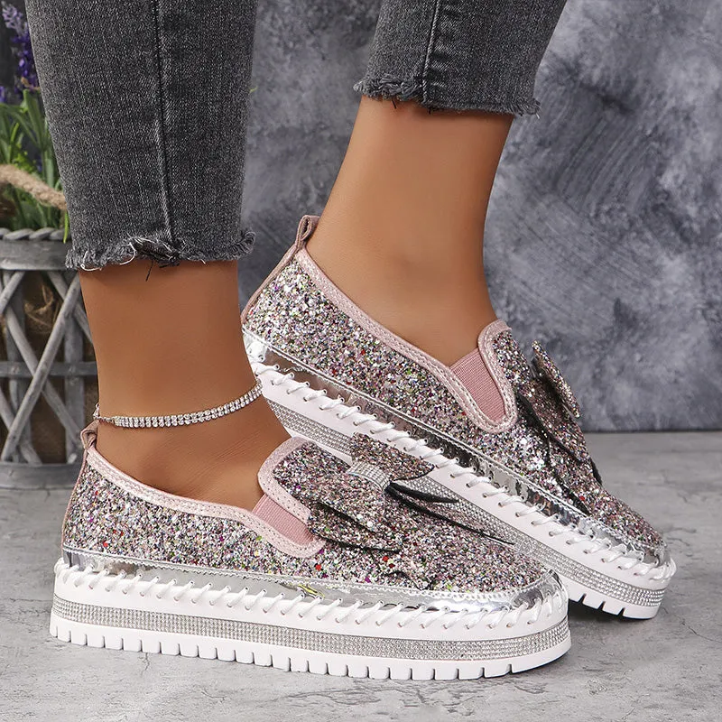 💥Hot Sales-49% OFF🔥Women's Rhinestones Slip-On Bow Sneakers