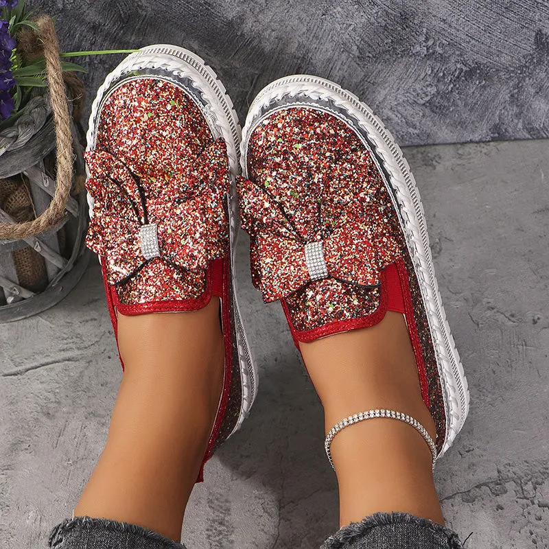 💥Hot Sales-49% OFF🔥Women's Rhinestones Slip-On Bow Sneakers