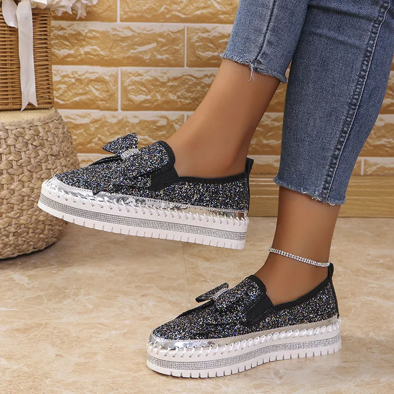 💥Hot Sales-49% OFF🔥Women's Rhinestones Slip-On Bow Sneakers