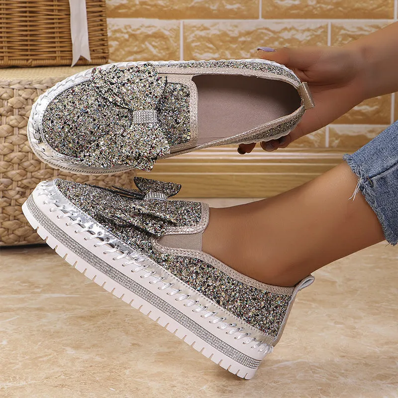 💥Hot Sales-49% OFF🔥Women's Rhinestones Slip-On Bow Sneakers