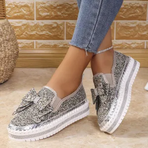 💥Hot Sales-49% OFF🔥Women's Rhinestones Slip-On Bow Sneakers