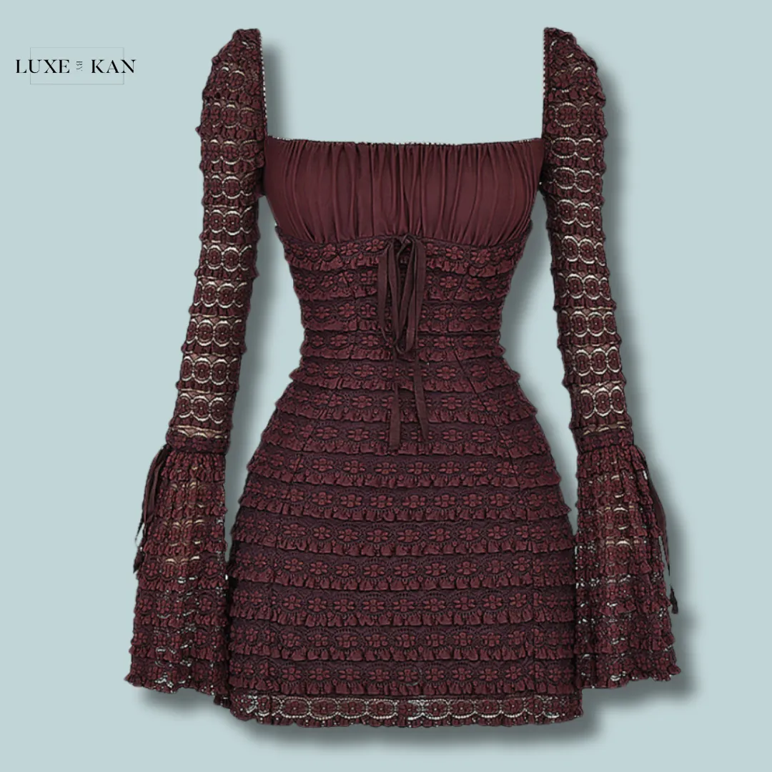 House of CB MARISA 
ESPRESSO LACE DRESS