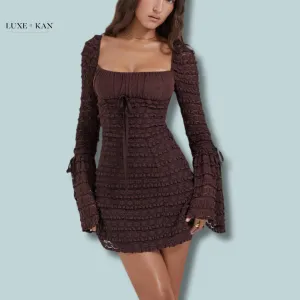 House of CB MARISA 
ESPRESSO LACE DRESS