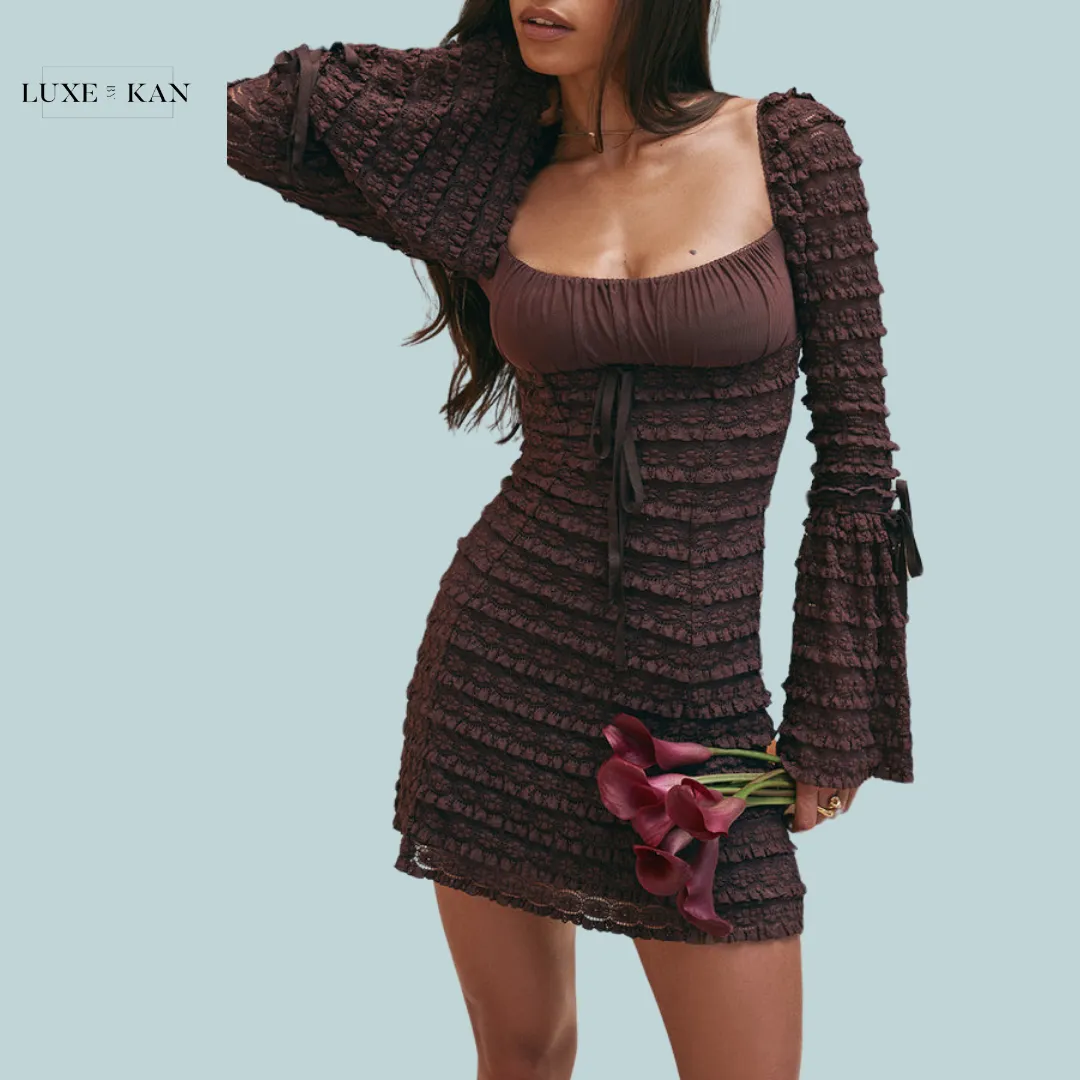House of CB MARISA 
ESPRESSO LACE DRESS